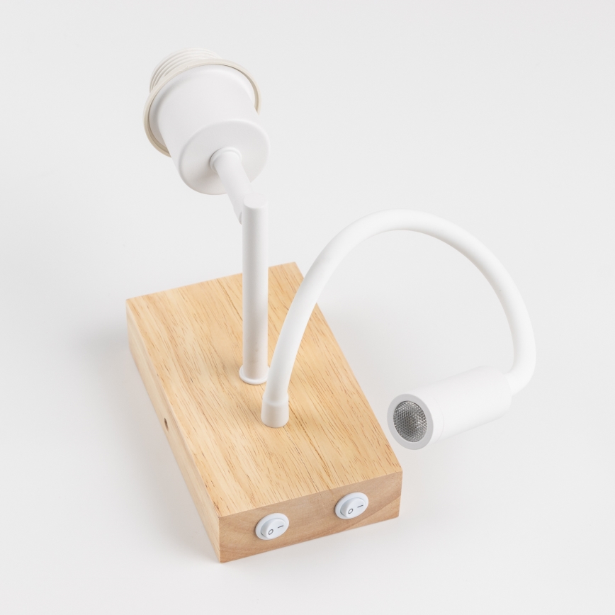 BRILAGI - LED detská flexibilná nástenná lampa BOBO WOOD 1xE27/25W/230V + LED/3W dub/biela/zajačiky