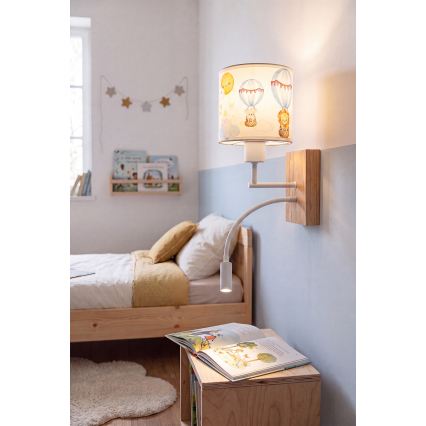 BRILAGI - LED detská flexibilná nástenná lampa BOBO WOOD 1xE27/25W/230V + LED/3W dub/biela/zvieratká