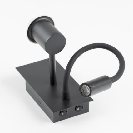 BRILAGI - LED Detská flexibilná nástenná lampa BOBO 1xE27/25W/230V + LED/3W čierna/biela/zajačiky