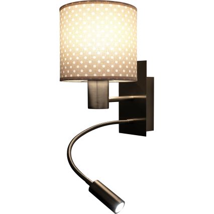 BRILAGI - LED flexibilná nástenná lampa BOBO 1xE27/25W/230V + LED/3W matný chróm/béžová/bodky