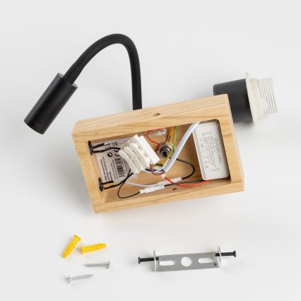 BRILAGI - LED Detská flexibilná nástenná lampa BOBO WOOD 1xE27/25W/230V + LED/3W dub/čierna/biela/zajačiky
