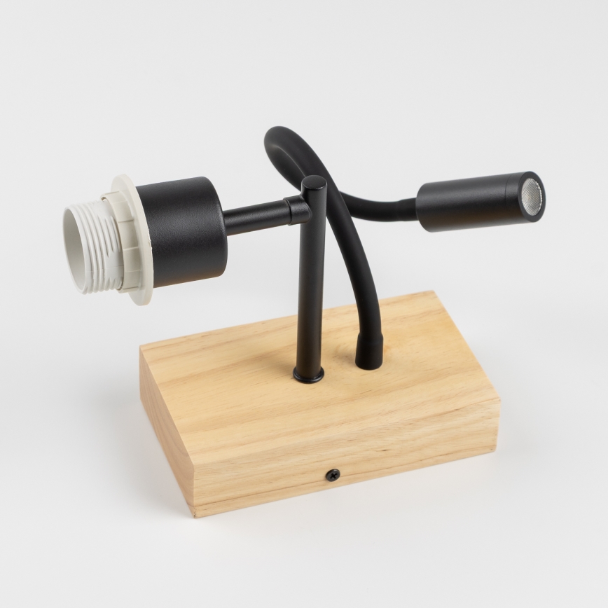 BRILAGI - LED Flexibilná nástenná lampa BOBO WOOD 1xE27/25W/230V + LED/3W dub/čierna/ružová