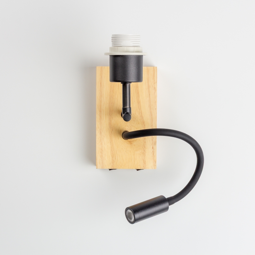 BRILAGI - LED Flexibilná nástenná lampa BOBO WOOD 1xE27/25W/230V + LED/3W dub/čierna/ružová