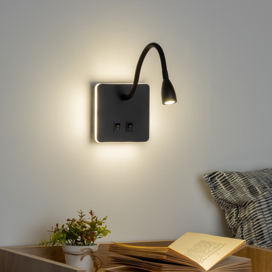 Brilagi - LED Flexibilná nástenná lampa MAYA Double LED/4W/230V + LED/3W čierna