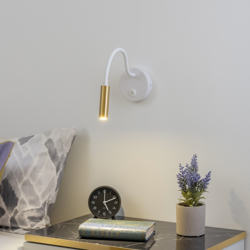 Brilagi - LED Flexibilná nástenná lampa MAYA LED/3W/230V 4000K biela/zlatá
