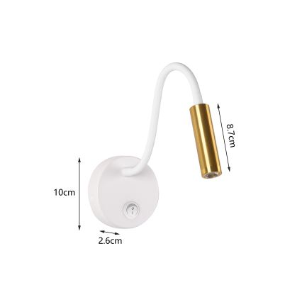 Brilagi - LED Flexibilná nástenná lampa MAYA LED/3W/230V 4000K biela/zlatá