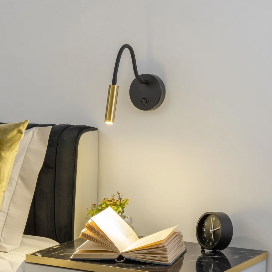 Brilagi - LED Flexibilná nástenná lampa MAYA LED/3W/230V 4000K čierna/zlatá