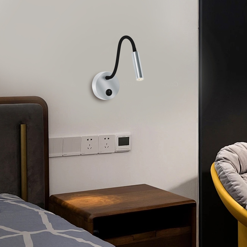Brilagi - LED Flexibilná nástenná lampa MAYA LED/3W/230V 4000K strieborná