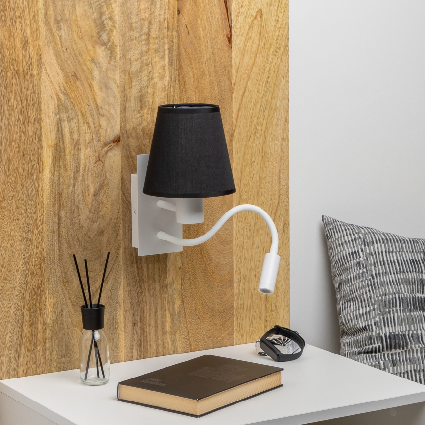 Brilagi - LED Flexibilná nástenná lampa NUBILA 1xE27/25W/230V + LED/3W biela/čierna