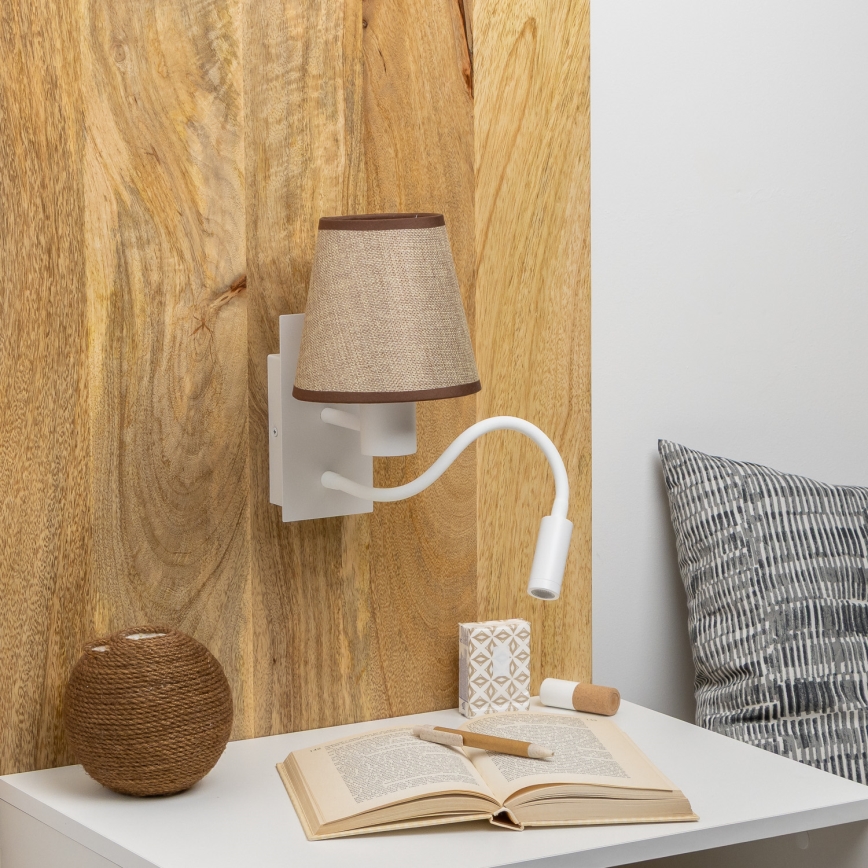Brilagi - LED Flexibilná nástenná lampa NUBILA 1xE27/25W/230V + LED/3W biela/hnedá