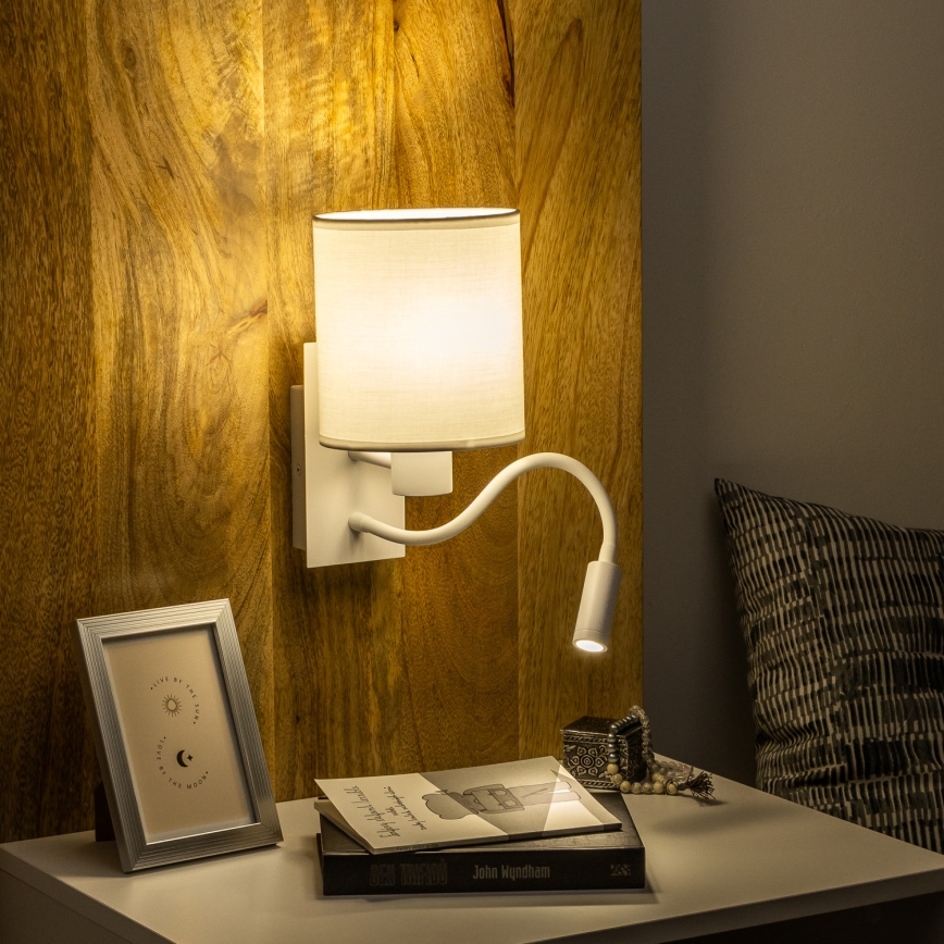 Brilagi - LED Flexibilná nástenná lampa NUBILA 1xE27/25W/230V + LED/3W biela