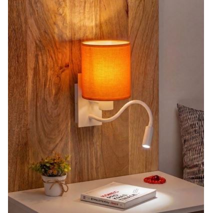 Brilagi - LED flexibilná nástenná lampa NUBILA 1xE27/25W/230V + LED/3W biela/oranžová