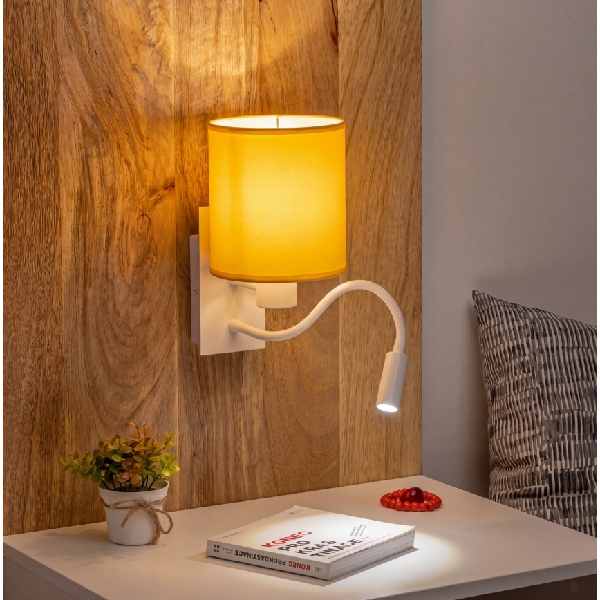 Brilagi - LED flexibilná nástenná lampa NUBILA 1xE27/25W/230V + LED/3W biela/žltá