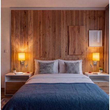 Brilagi - LED flexibilná nástenná lampa NUBILA 1xE27/25W/230V + LED/3W matný chróm/oranžová