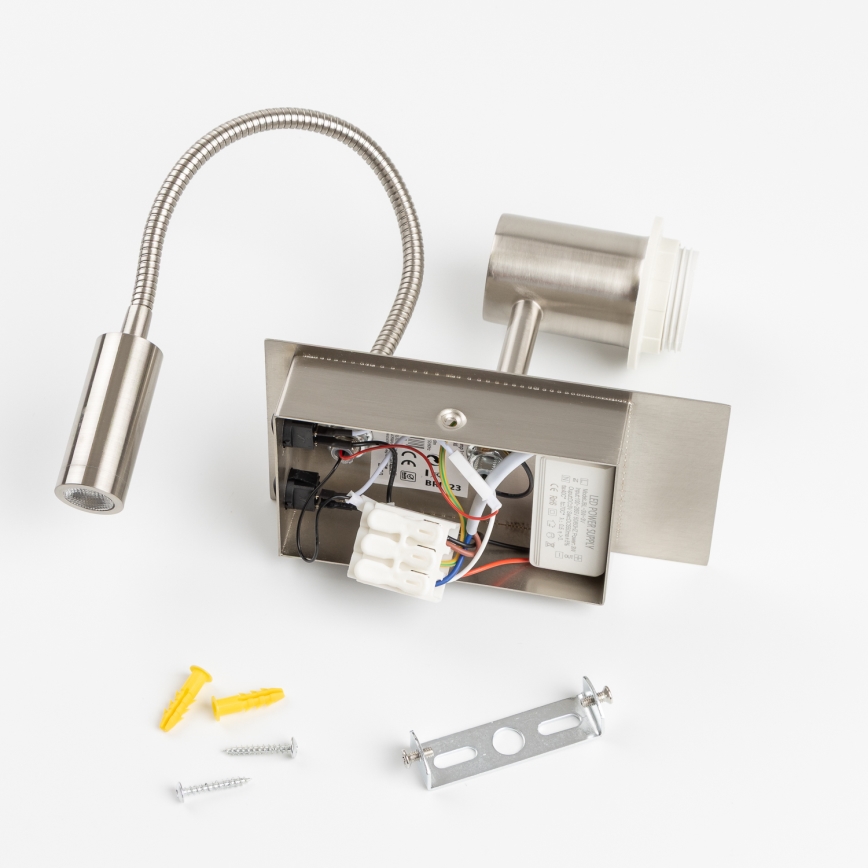 Brilagi - LED flexibilná nástenná lampa NUBILA 1xE27/25W/230V + LED/3W matný chróm/oranžová