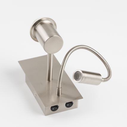 Brilagi - LED flexibilná nástenná lampa NUBILA 1xE27/25W/230V + LED/3W matný chróm/žltá