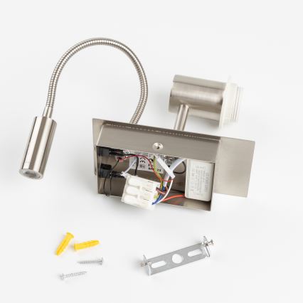 Brilagi - LED flexibilná nástenná lampa NUBILA 1xE27/25W/230V + LED/3W matný chróm/žltá