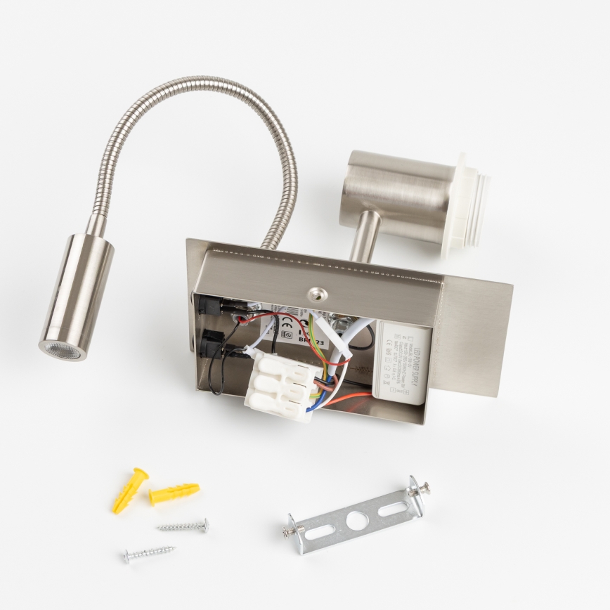 Brilagi - LED flexibilná nástenná lampa NUBILA 1xE27/25W/230V + LED/3W matný chróm/žltá