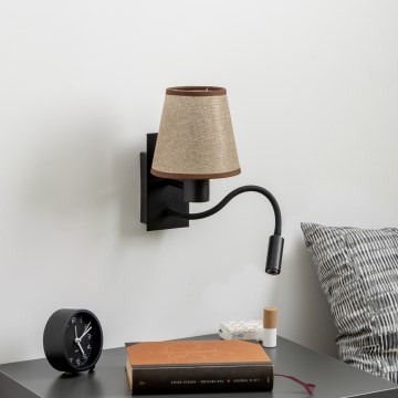 Brilagi - LED Flexibilná nástenná lampa NUBILA 1xE27/25W/230V + LED/3W čierna/hnedá