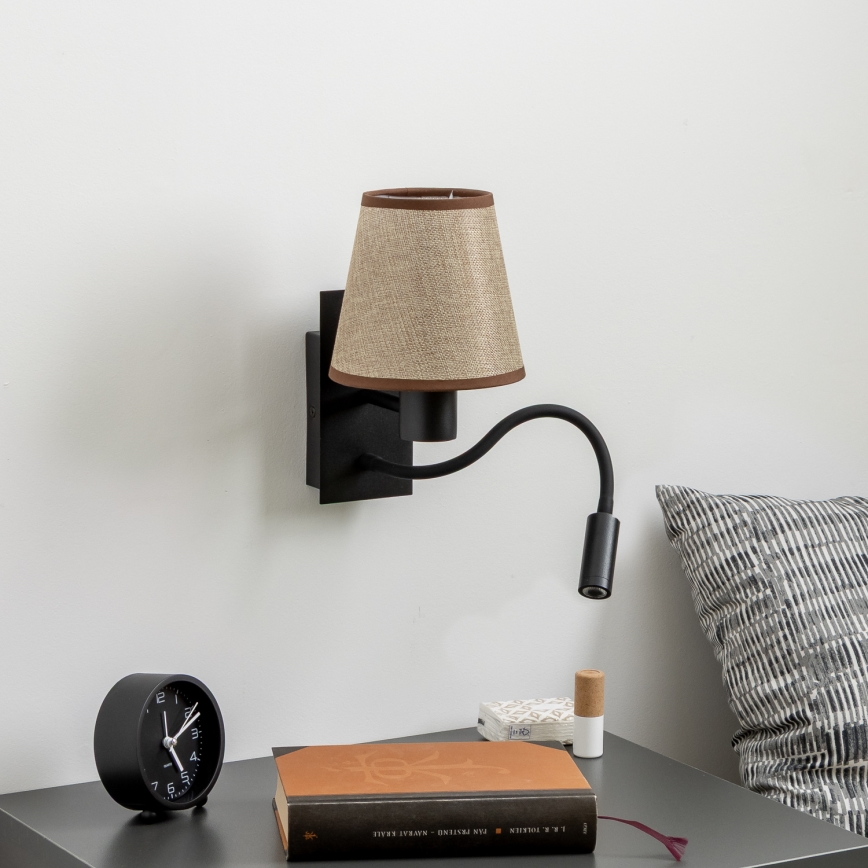 Brilagi - LED Flexibilná nástenná lampa NUBILA 1xE27/25W/230V + LED/3W čierna/hnedá