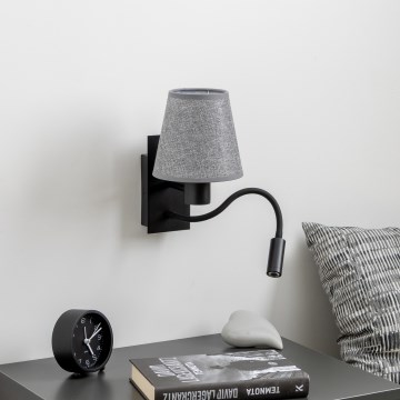 Brilagi - LED Flexibilná nástenná lampa NUBILA 1xE27/25W/230V + LED/3W čierna/šedá