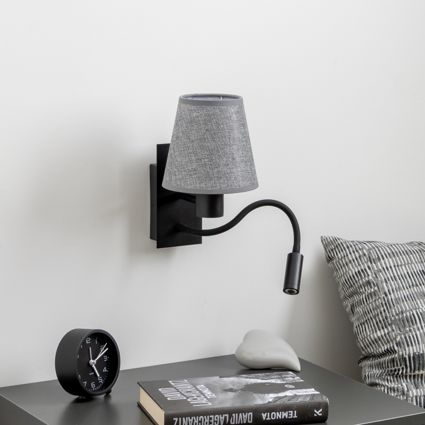 Brilagi - LED Flexibilná nástenná lampa NUBILA 1xE27/25W/230V + LED/3W čierna/šedá