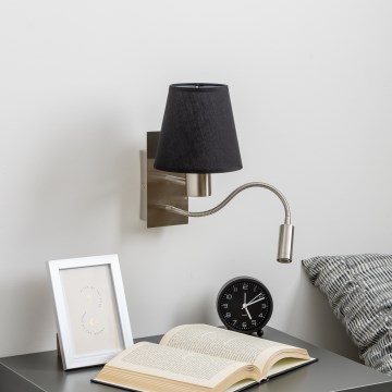 Brilagi - LED Flexibilná nástenná lampa NUBILA 1xE27/25W/230V + LED/3W matný chróm/čierna