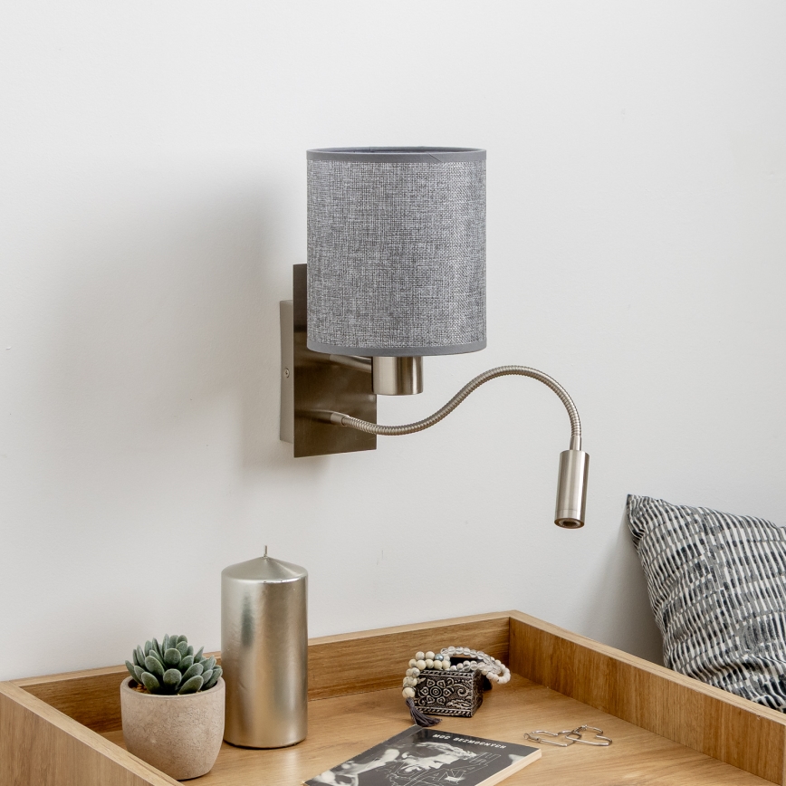 Brilagi - LED Flexibilná nástenná lampa NUBILA 1xE27/25W/230V + LED/3W matný chróm/šedá