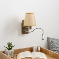Brilagi - LED Flexibilná nástenná lampa NUBILA 1xE27/25W/230V + LED/3W matný chróm/svetlohnedá