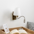 Brilagi - LED Flexibilná nástenná lampa NUBILA 1xE27/25W/230V + LED/3W mosadz/biela
