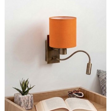 Brilagi - LED flexibilná nástenná lampa NUBILA 1xE27/25W/230V + LED/3W mosadz/oranžová