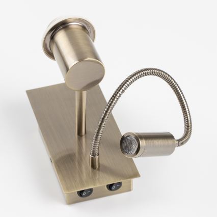 Brilagi - LED Flexibilná nástenná lampa NUBILA 1xE27/25W/230V + LED/3W mosadz/svetlošedá