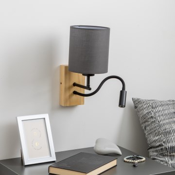 Brilagi - LED Flexibilná nástenná lampa NUBILA WOOD 1xE27/25W/230V + LED/3W dub/antracit