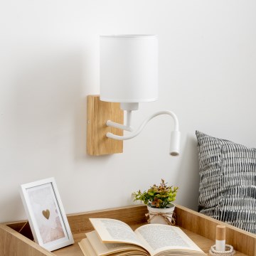 Brilagi - LED Flexibilná nástenná lampa NUBILA WOOD 1xE27/25W/230V + LED/3W dub/biela