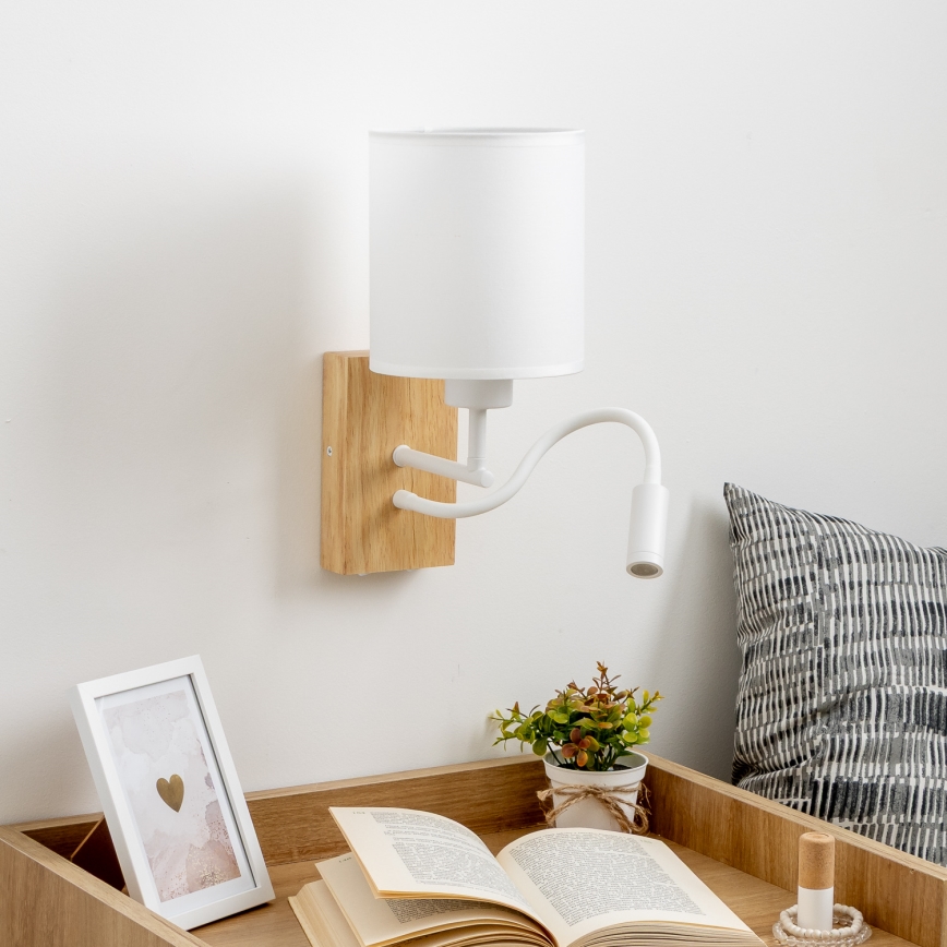 Brilagi - LED Flexibilná nástenná lampa NUBILA WOOD 1xE27/25W/230V + LED/3W dub/biela