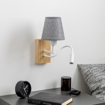 Brilagi - LED Flexibilná nástenná lampa NUBILA WOOD 1xE27/25W/230V + LED/3W dub/šedá