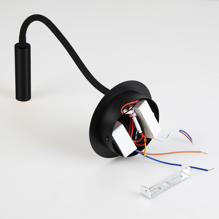 Brilagi - LED Flexibilná nástenná lampa s USB portom MAYA LED/3W/230V 4000K čierna