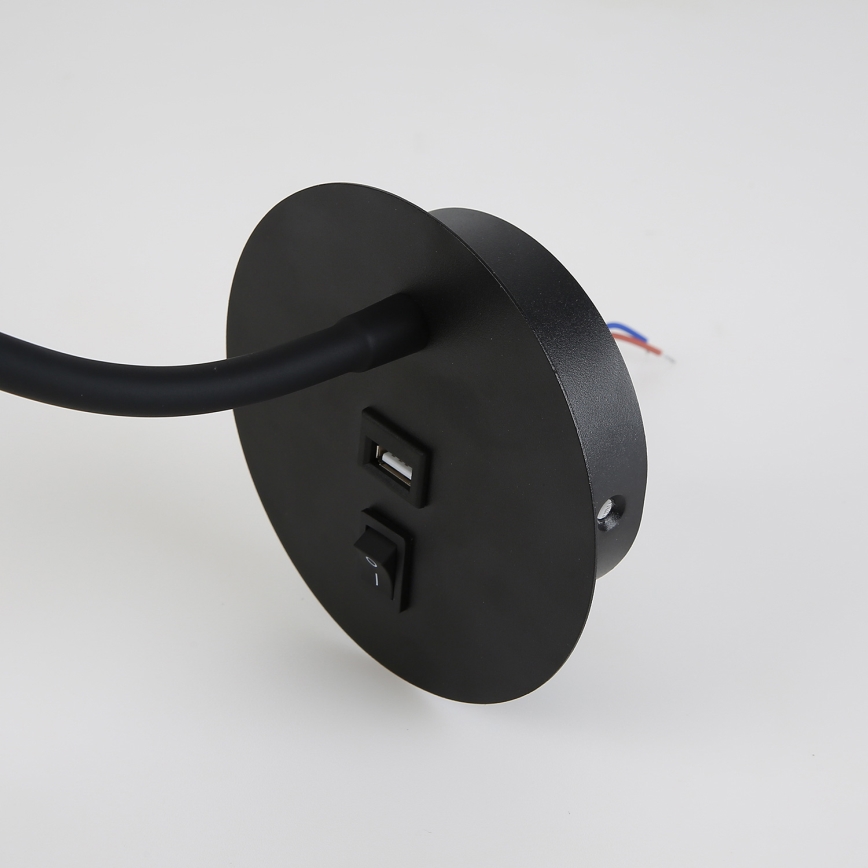 Brilagi - LED Flexibilná nástenná lampa s USB portom MAYA LED/3W/230V 4000K čierna/zlatá