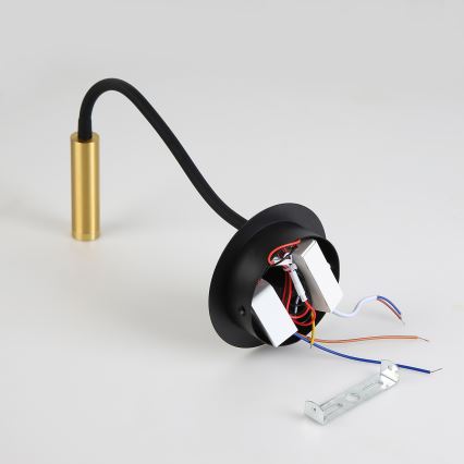 Brilagi - LED Flexibilná nástenná lampa s USB portom MAYA LED/3W/230V 4000K čierna/zlatá