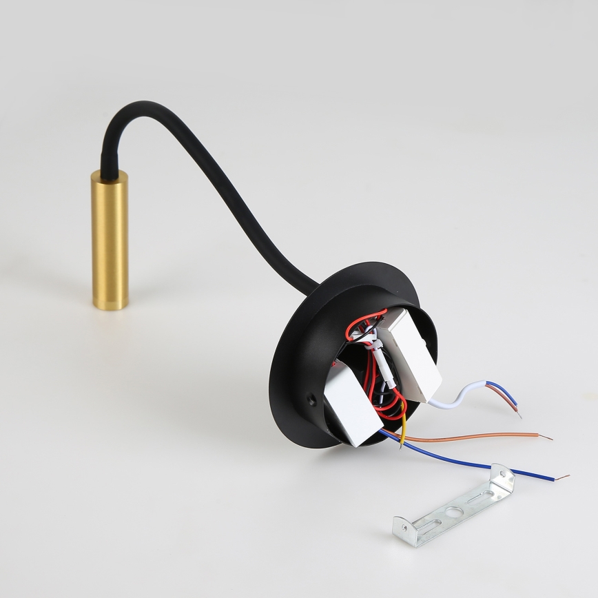 Brilagi - LED Flexibilná nástenná lampa s USB portom MAYA LED/3W/230V 4000K čierna/zlatá