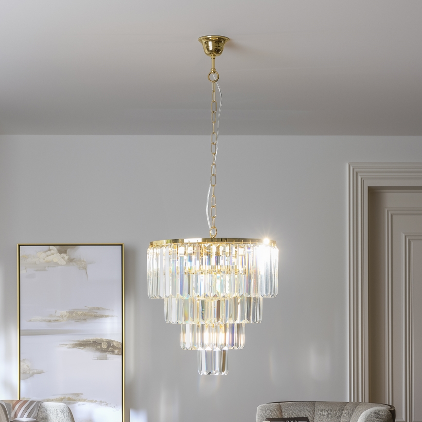 Brilagi - LED Krištáľový luster na reťazi MOZART 5xE14/40W/230V zlatá