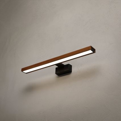 Brilagi - LED kúpeľňové osvetlenie zrkadla WOODY MIRROR 3v1 LED/12W/230V 60 cm IP44 čierna/dub čerešňa