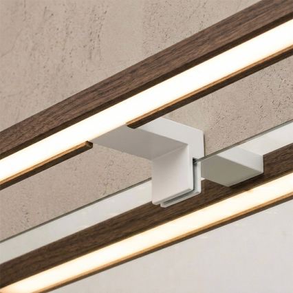 Brilagi - LED kúpeľňové osvetlenie zrkadla 3v1 WOODY MIRROR 3v1 LED/12W/230V 60 cm IP44 biela/dub orech