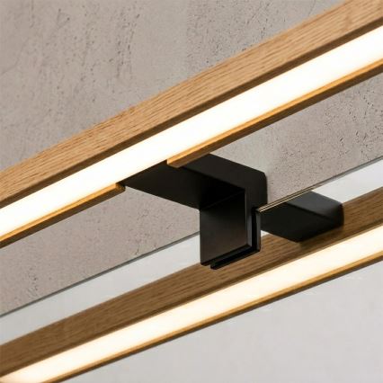 Brilagi - LED osvetlenie kúpeľňového zrkadla 3v1 WOODY MIRROR LED/12W/230V 60 cm IP44 čierna/dub
