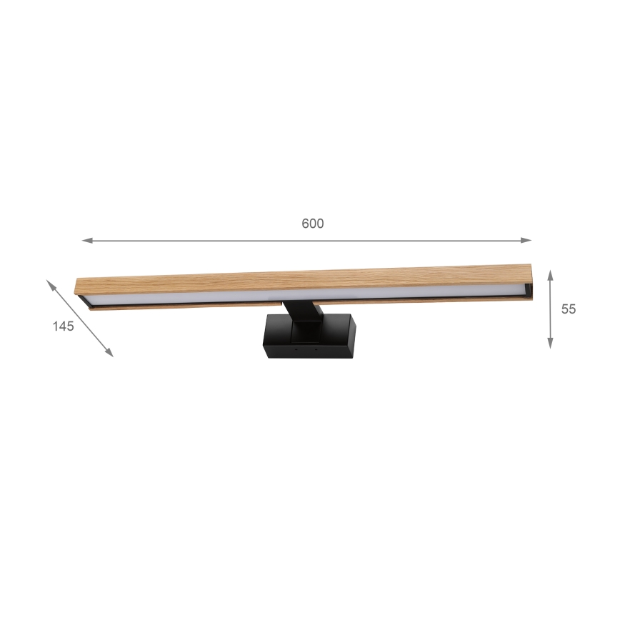Brilagi - LED osvetlenie kúpeľňového zrkadla 3v1 WOODY MIRROR LED/12W/230V 60 cm IP44 čierna/dub