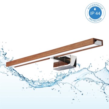 Brilagi - LED kúpeľňové osvetlenie zrkadla 3v1 WOODY MIRROR LED/12W/230V 60 cm IP44 lesklý chróm/dub čerešňa
