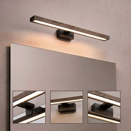 Brilagi - LED osvetlenie kúpeľňového zrkadla 3v1 WOODY MIRROR LED/12W/230V IP44 čierna/dub orech