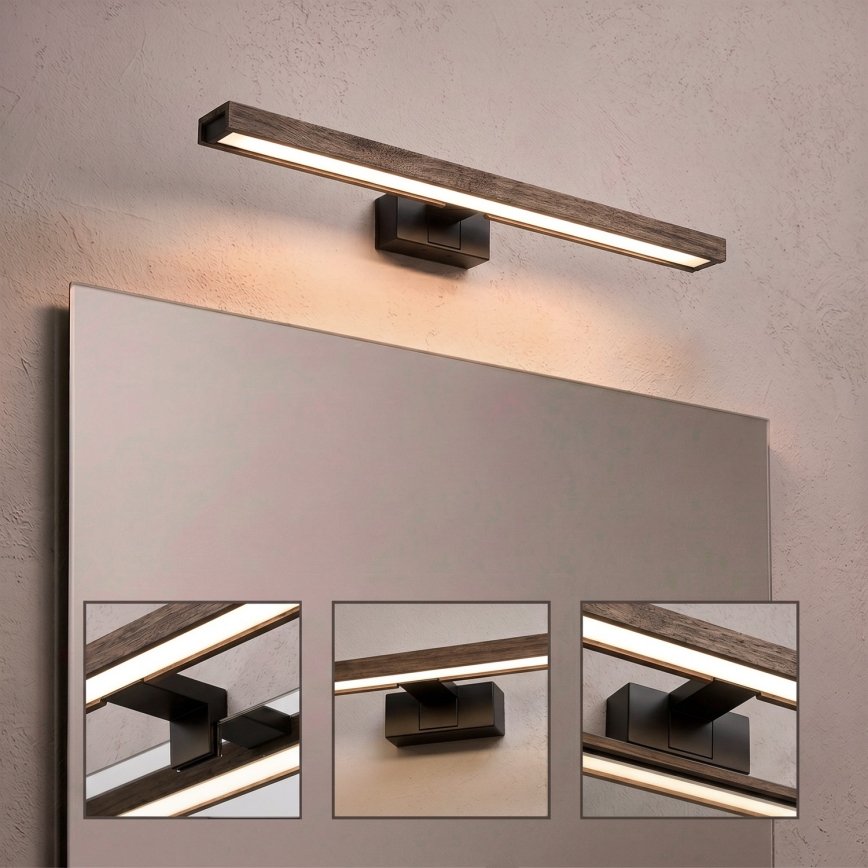 Brilagi - LED osvetlenie kúpeľňového zrkadla 3v1 WOODY MIRROR LED/12W/230V IP44 čierna/dub orech