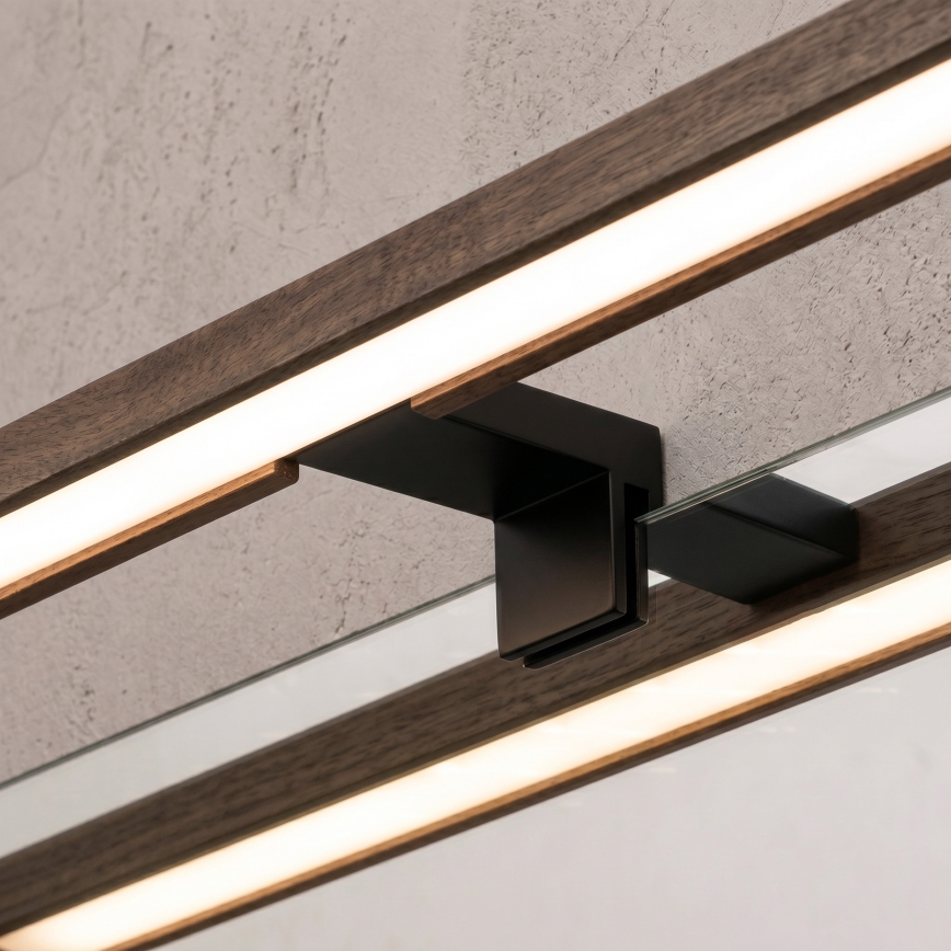 Brilagi - LED osvetlenie kúpeľňového zrkadla 3v1 WOODY MIRROR LED/12W/230V IP44 čierna/dub orech