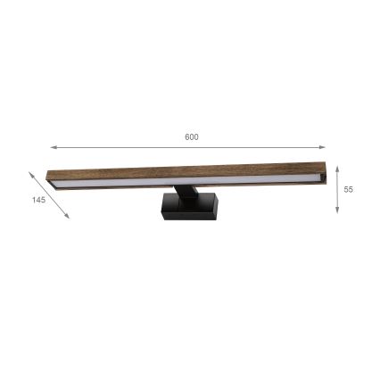 Brilagi - LED osvetlenie kúpeľňového zrkadla 3v1 WOODY MIRROR LED/12W/230V IP44 čierna/dub orech